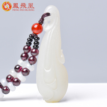 Fengfeihuang Xinjiang Hetian Jade seed orchid pendant womens mutton white jade necklace natural jade pendant female belt certificate