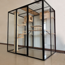 Water wood raw glass room pet oversized cat Villa solid wood cat cage free space cat house pet shop Indoor