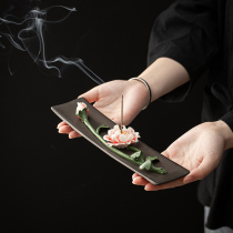 Shou Tao man handmade ceramic Lotus line incense plug Zen incense incense light dispenser incense burner for home sandalwood incense burner