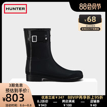 Hunter womens boots British ins tide shoes Refined waterproof glossy fashion commuter narrow last rain boots short tube boots