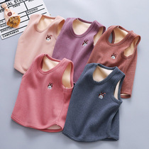 Childrens waistcoat baby plus velvet warm vest baby head girl plus velvet shoulder boy thickened childrens clothing autumn and winter