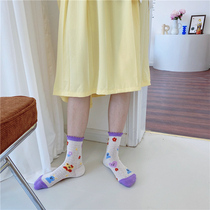 LET ME SEE cute Japanese cotton stockings short socks Net red socks female ins tide autumn and winter New short tube