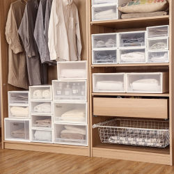 Japanese drawer-type storage box plastic household clothes transparent wardrobe storage box clothing storage cabinet organizing box