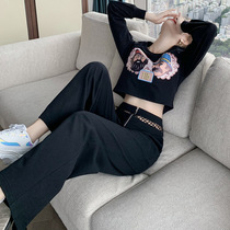 Autumn dress 2021 new womens suit fashion sweater wide leg pants thin two-piece set early autumn temperament goddess Fan