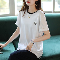 Baoshili round neck cotton short-sleeved T-shirt womens 2021 new summer fashion Korean edition loose base short top