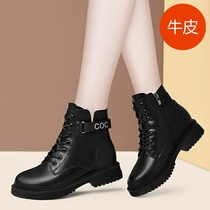 2022 - Winter 2022 new flat - floor plush fur leather soft - sole Martin boots for a short shoe