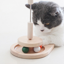 Peggy kitten wooden cat toy loop track with color ball Bell rocking music three-layer cat turntable