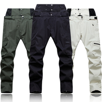 Ski pants mens and womens veneer Korean windproof waterproof breathable wear-resistant fashion Korean version of the couple ski warm cotton pants