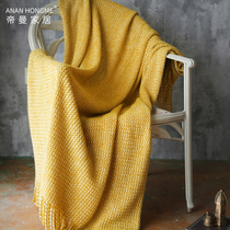 Orange Hitch Blanket Light Luxurious subed Bed Towels style American sofa Blanket Bed-to-Bed Tailcloth yellow Blue