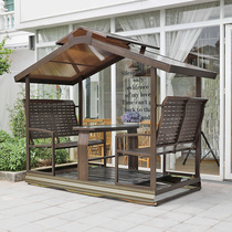 Outdoor swing Courtyard rocking chair Four-person power rocking chair Home garden Outdoor villa Roof balcony Adult swing