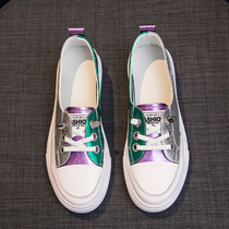 Leather Little White Shoes in the spring and summer of 2021 new online red single shoes shallow spring sloth shoes in tide