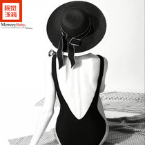 MEMORYBABY holiday new vintage simple hot spring Big V backless back sexy stunning one-piece swimsuit women