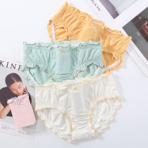 Fenteng FTKK underwear womens cotton crotch antibacterial mid-waist womens underwear solid color sweet cotton large size triangle shorts