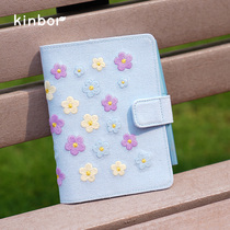 kinbor little flower basking in the sun A6 hand book will be embroidered will glow creative hand book notebook notebook diary College student Girl record book can be changed