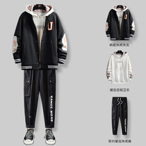 Mens casual set spring and autumn 2021 New Sports baseball clothes set with Ruffian handsome trend coat