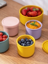 Sealed microwave oven heating silicone lunch box Portable breakfast bowl oatmeal mini box Cereal bowl with lunch box