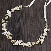 Girls hair band High-end original shell flower rhinestone hair accessories childrens soft chain pan head accessories little girl performance hairband