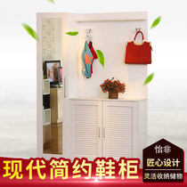 怡非家具 时尚百叶镜门简约门厅柜 鞋柜 玄关柜 鞋橱 可定制