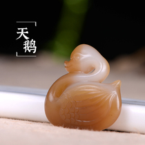 Yurun Yupin Hetian Jade sugar white jade Swan pendant Russian sugar white jade pendant natural jade fall Shunfeng