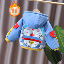 Boy plus velvet thick coat spring and autumn baby winter clothes 2021 new foreign style fashionable baby children jacket coat tide