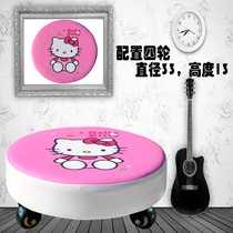 Creative wheel small stool round bench sofa stool low stool beautiful sewing floor stool cushion foot pulley stool mobile flower pot stand