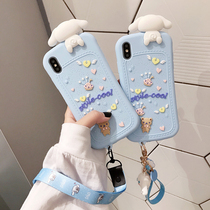 Lying cute bunny Apple x mobile phone shell iPhoneXR anti-fall xr Net red iPhone11promax doll 8plus protective cover iPhone7plu