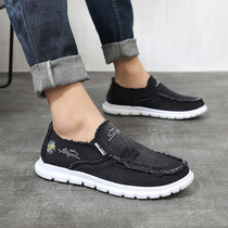 New old Beijing cloth shoes mens shoes single shoes flat bottom autumn casual shoes lazy shoes lazy shoes a pedal canvas shoes mens soft soles