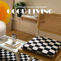 (Top ten half price) Net red checkerboard cushion memory cotton black and white plaid chair cushion Nordic retro office