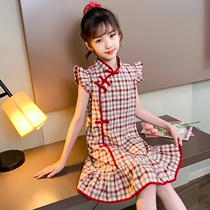 Next win childrens improved cheongsam summer 2021 new foreign girl Chinese style retro dress