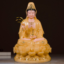 Hanbai Jade Stone Sculpture Guanyin Bodhisattva Home Sitting Lotus guanyin Buddha statue worshies home South China Sea view Sonic Gifts of Guanyin
