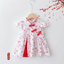 Childrens clothing new Hanfu Girls Summer Dress retro short skirt 0-1-2-3-4-year-old female baby baby clothes