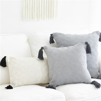 Home Department Ins Wind Nordic Modern minimalist Pillow Weave Flow Su Back Cushion Occipital Pillow Conditioning Grey White Lean Back Office Waist Pillow