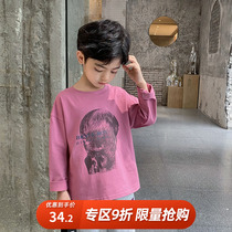 Boys long sleeve T-shirt spring and autumn childrens clothing middle-aged childrens coat 2021 new autumn womens cotton base shirt