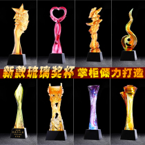 Crystal trophy customized new glass free lettering creative company souvenir award trophy production