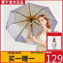 Banana under pear White Parasol Female rain dual-purpose folding umbrella sunscreen anti-ultraviolet small black umbrella sunshade purple
