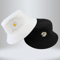 Sunscreen double-sided wearing small Daisy fishermans hat to cover the face Japanese Korean version of Joker basin hat small eaves sun hat childrens summer