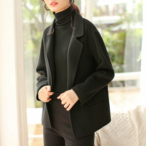 Small man huge tall and thin black double-sided wool coat wool coat womens autumn and winter short 2021 new style