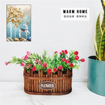 Retro made of old wooden stick flower pots European style fields wood floral furniture home decoration pendulum multi-meat flower arrangement fence vase