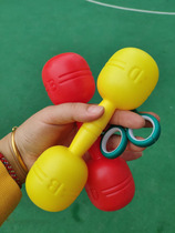 Kindergarten morning exercise equipment props Childrens large sound dumbbells Childrens fitness gymnastics dance bell plastic dumbbells