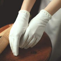 New Korean Temperament Satin Pearl Retro Wind Gloves Bridal Wedding Ceremony Sensational Photo Accessories Photo Accessories