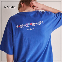 IN Home 19 Spring Korean designer brand AMBLER Embroidered colorful letters Wild cotton T-shirt 2 colors