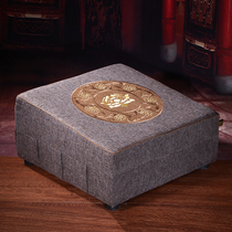 Temple special square round Buddha front linen Zen cushion worshipping pad home kneeling stool Buddha solid wood worship stool