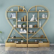 Bookshelf simple modern creative shelf multi-layer wrought iron living room display shelf floor combination shelf storage rack