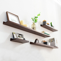 Punch-free solid wood partition Nordic laminate wall wall shelf TV wall decoration wall shelf