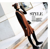 Japan 2018 autumn and winter New Fashion two lapel knit retro color ruffle vest skirt knit set