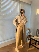  taupe store pear-shaped body fits into the fashionable wide banana-shaped U-shaped 8 points high waist wide leg sand leather pants