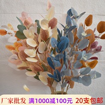 Eucalyptus leaves Eucalyptus wedding leaf wood imported apple leaf wedding round leaf flower arrangement living room decoration single silk flower factory