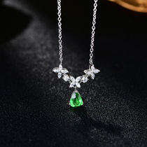 Mu Huang Jewelry One Shop Natural Great Klasha Flower Type Necklace Color Treasure Inlaid King Diamond s925 Sterling Silver Set Chain