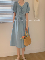 Daily Korean gentle wind bubble sleeve dress children show white summer first love sweet student fairy long style