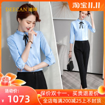 DEECAN high-end big-name professional shirt Women 20 new slim design sense Joker chiffon shirt autumn